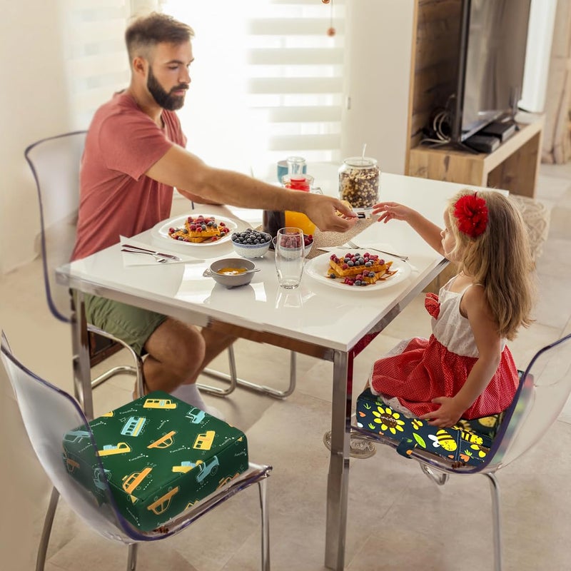 Funcority Toddler Booster Seat for Dining Table, Portable Booster Seat for Kitchen Chair, 4 Inch High-Density Foam Cushion with Adjustable Safety Straps and Non-Slip Bottom, Perfect for Kids Travel and Daily - Image 2